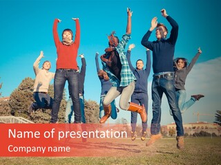 Group Photo In A Jump PowerPoint Template