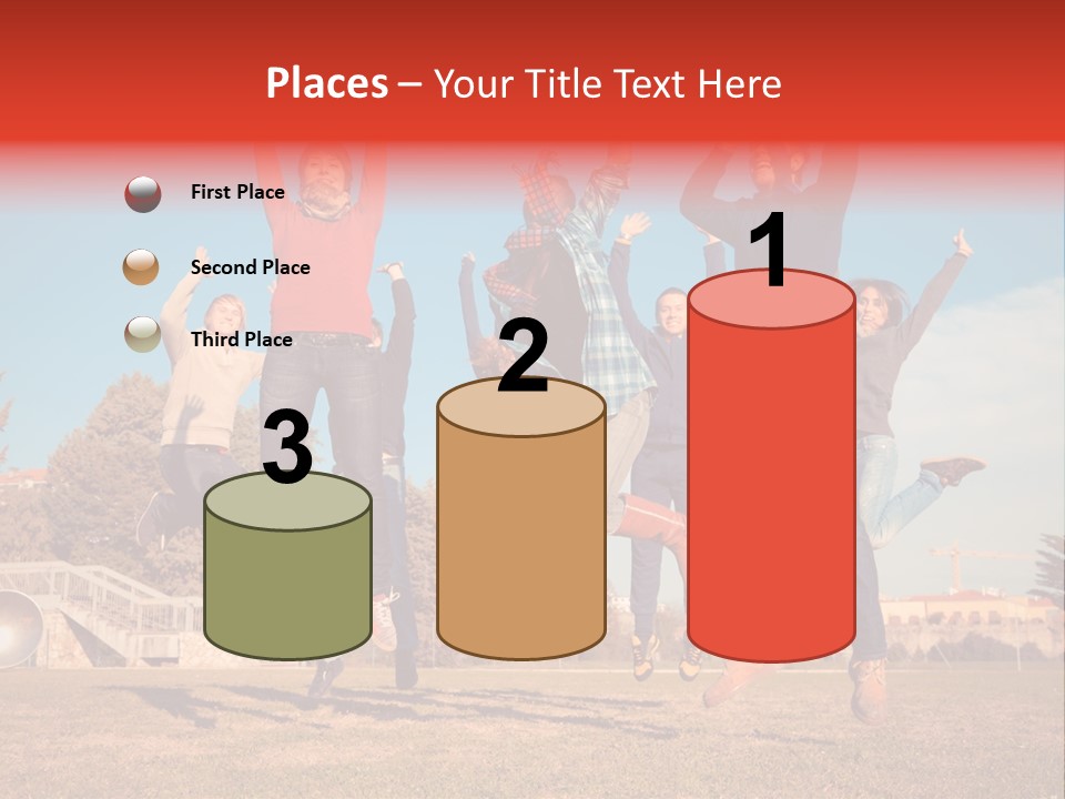 Group Photo In A Jump PowerPoint Template