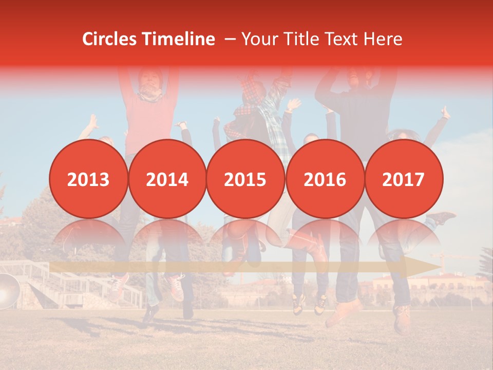 Group Photo In A Jump PowerPoint Template