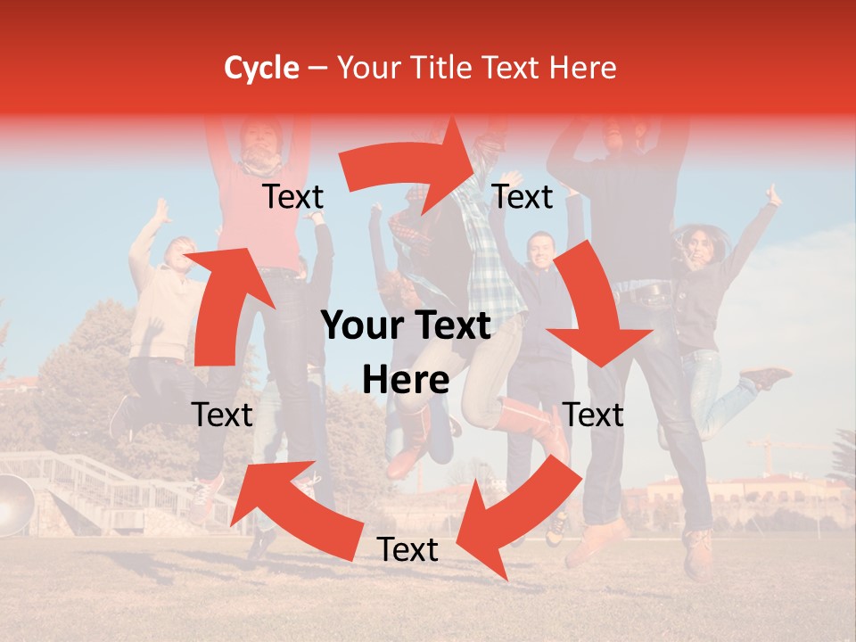 Group Photo In A Jump PowerPoint Template