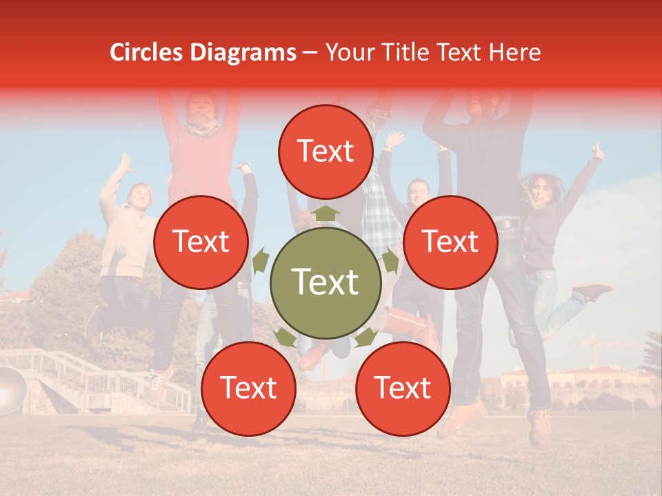 Group Photo In A Jump PowerPoint Template