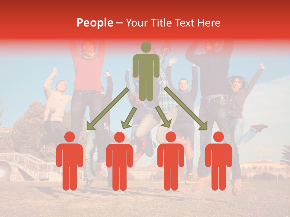 Group Photo In A Jump PowerPoint Template