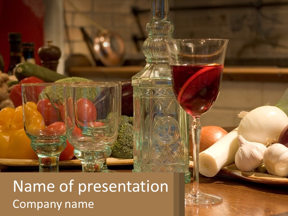Decanter With Glasses PowerPoint Template