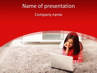 Girl With A Laptop PowerPoint Template
