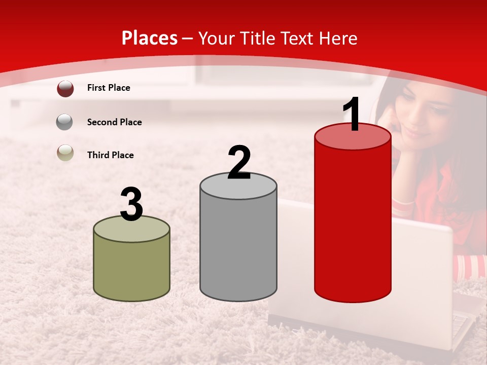 Girl With A Laptop PowerPoint Template