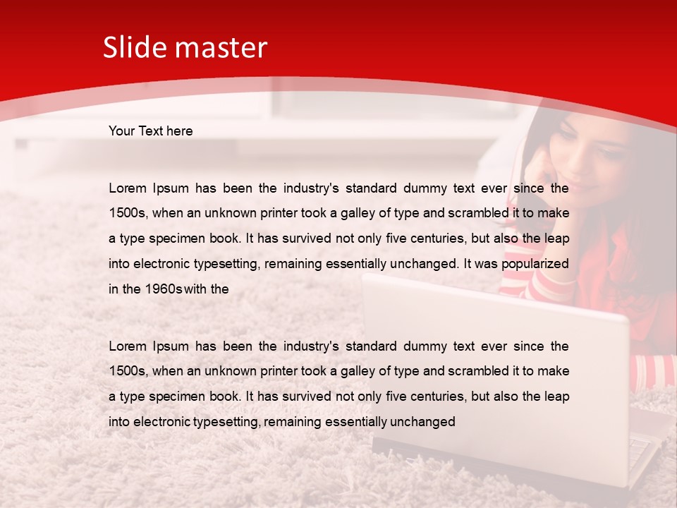 Girl With A Laptop PowerPoint Template