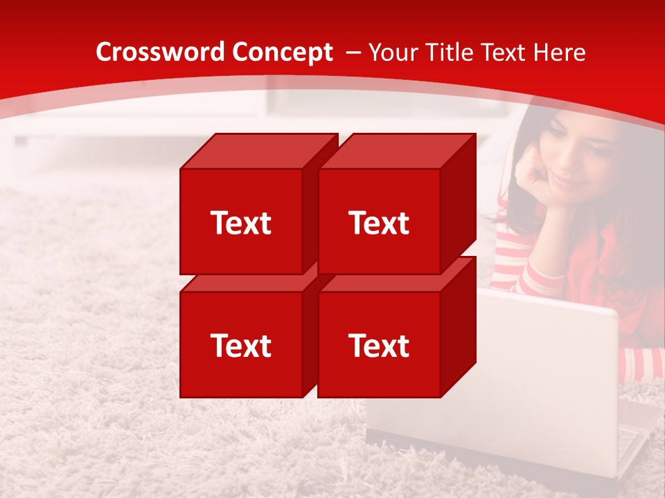 Girl With A Laptop PowerPoint Template