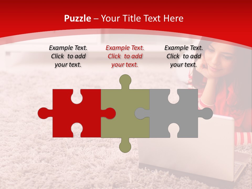 Girl With A Laptop PowerPoint Template