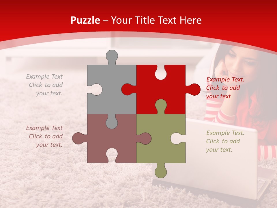 Girl With A Laptop PowerPoint Template