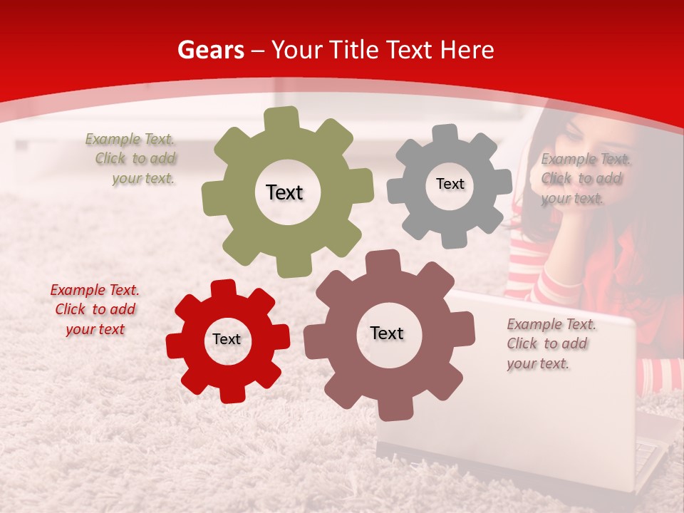 Girl With A Laptop PowerPoint Template