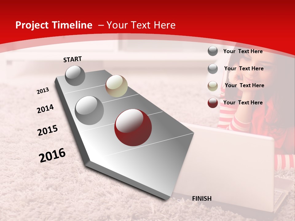 Girl With A Laptop PowerPoint Template