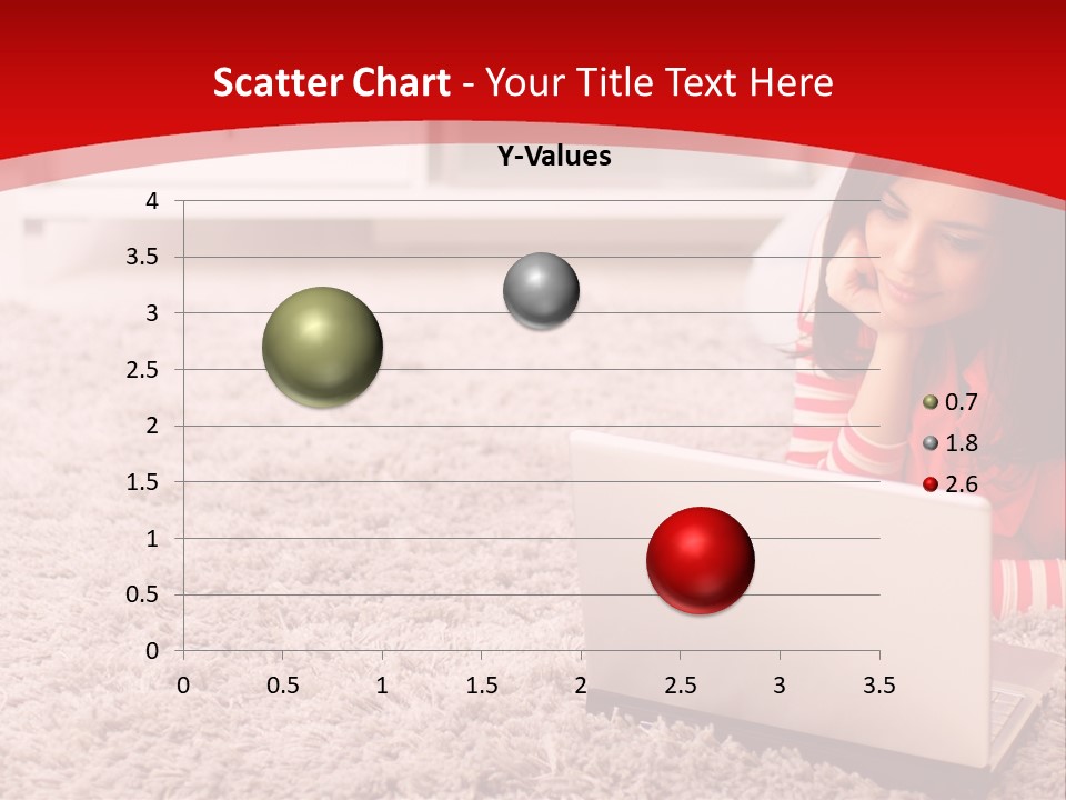 Girl With A Laptop PowerPoint Template