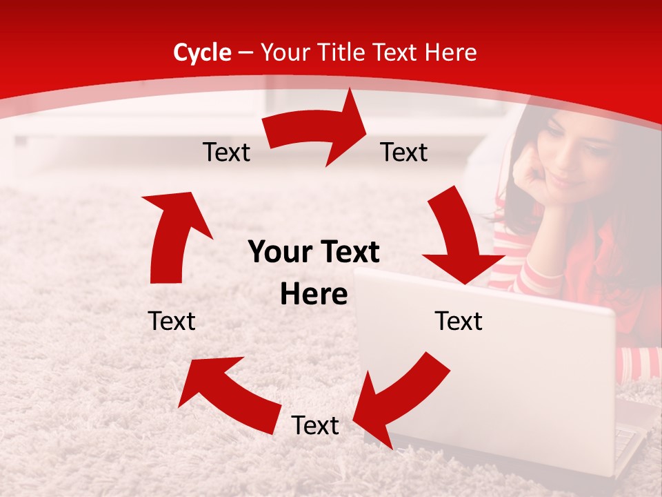 Girl With A Laptop PowerPoint Template