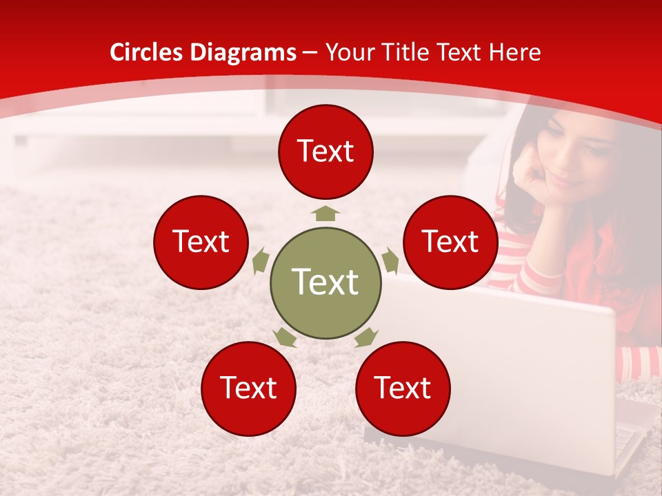 Girl With A Laptop PowerPoint Template