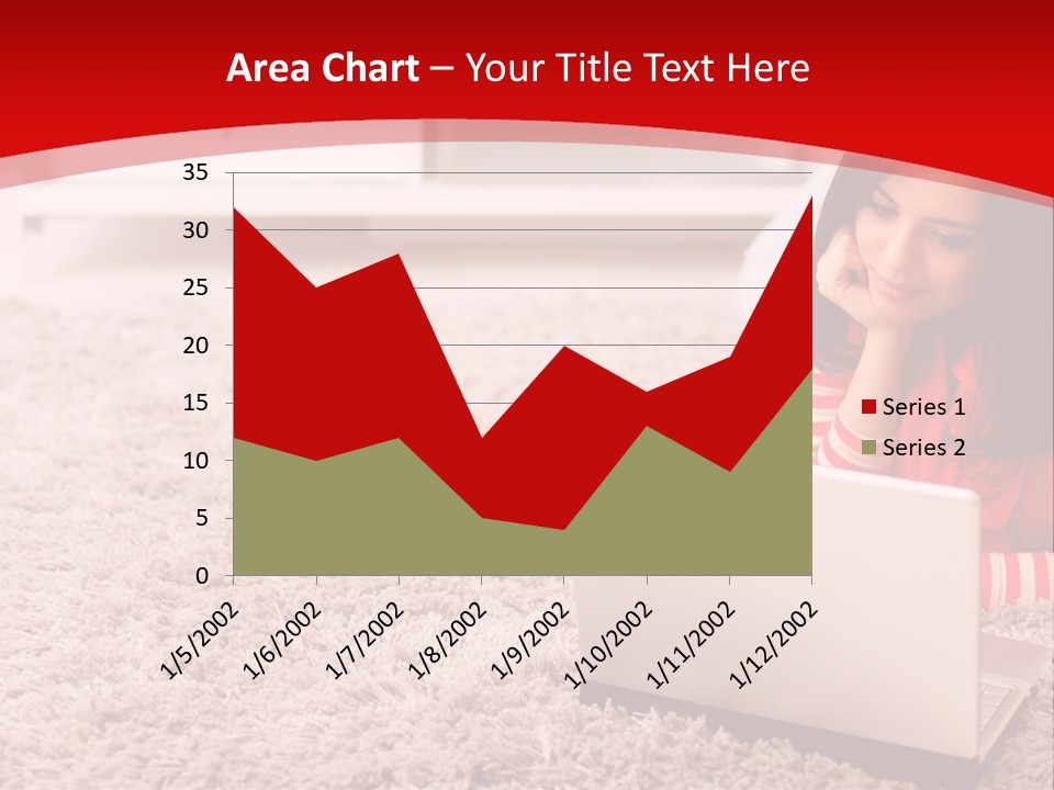 Girl With A Laptop PowerPoint Template