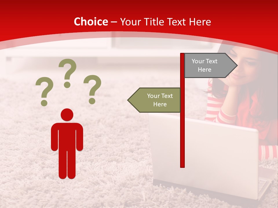 Girl With A Laptop PowerPoint Template