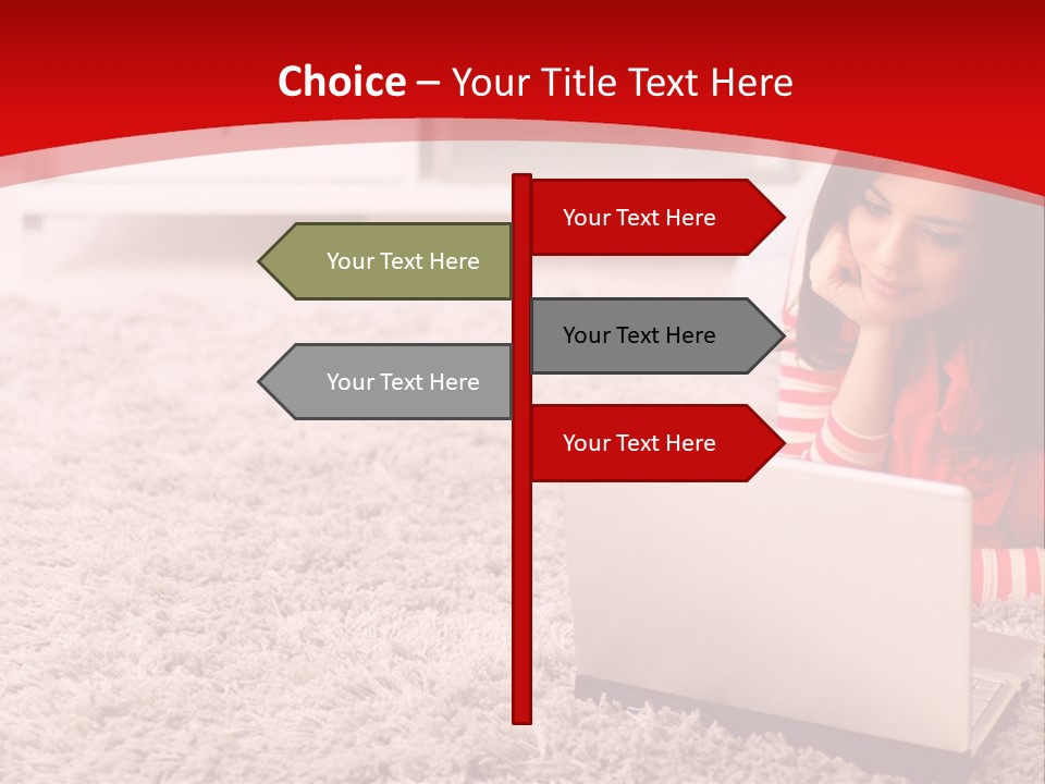 Girl With A Laptop PowerPoint Template