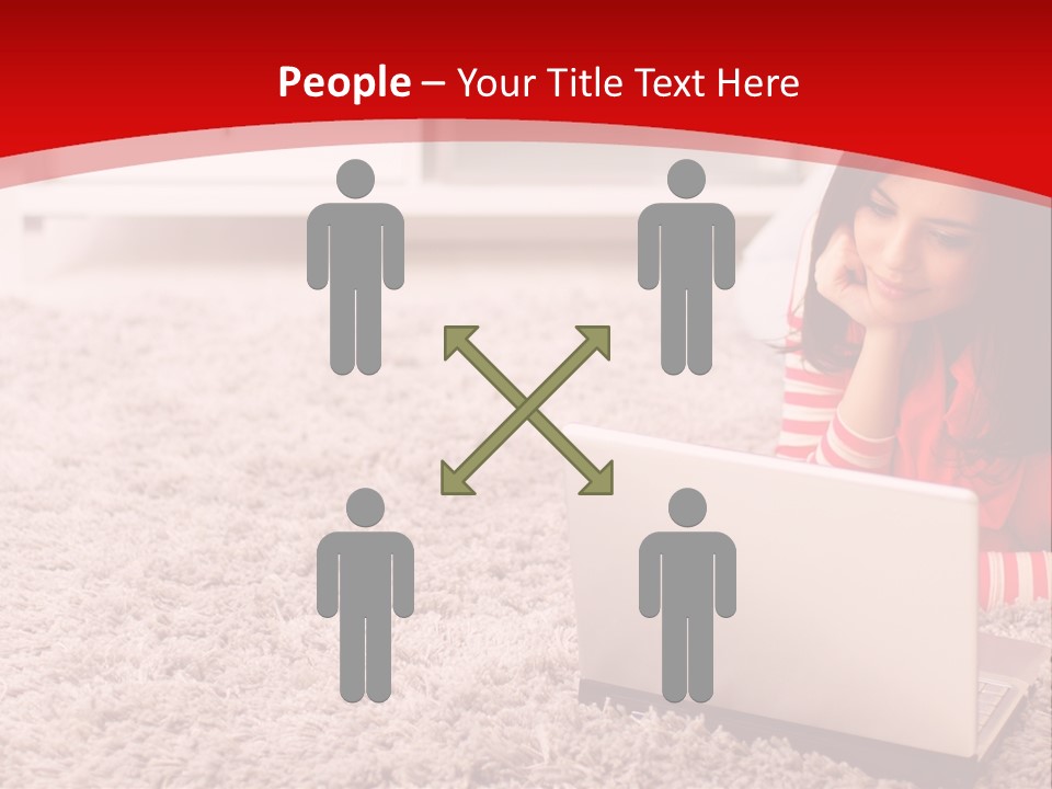 Girl With A Laptop PowerPoint Template