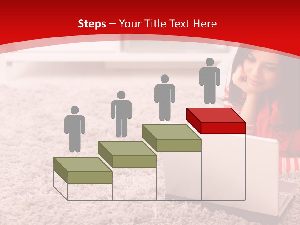 Girl With A Laptop PowerPoint Template