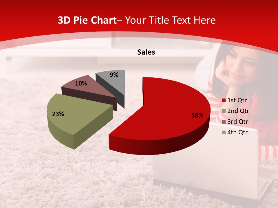 Girl With A Laptop PowerPoint Template