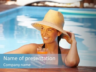 Girl In The Pool PowerPoint Template