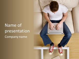 Guy With Laptop PowerPoint Template