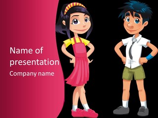 Cartoon Boy And Girl PowerPoint Template