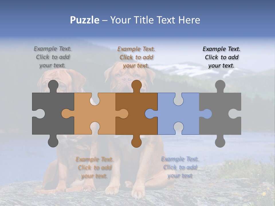 Two Dogs On The River Bank PowerPoint Template