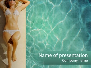 Girl By The Pool PowerPoint Template