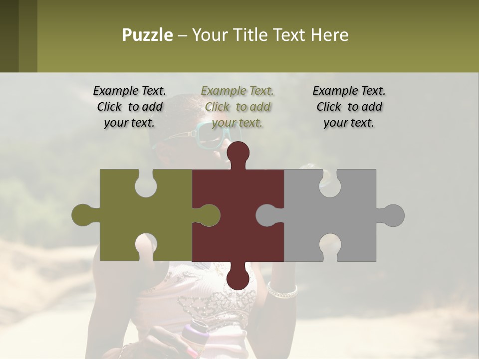 Girl Inflates Soap Bubbles PowerPoint Template