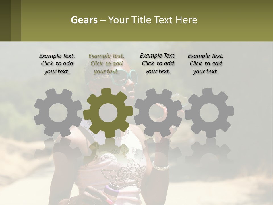 Girl Inflates Soap Bubbles PowerPoint Template