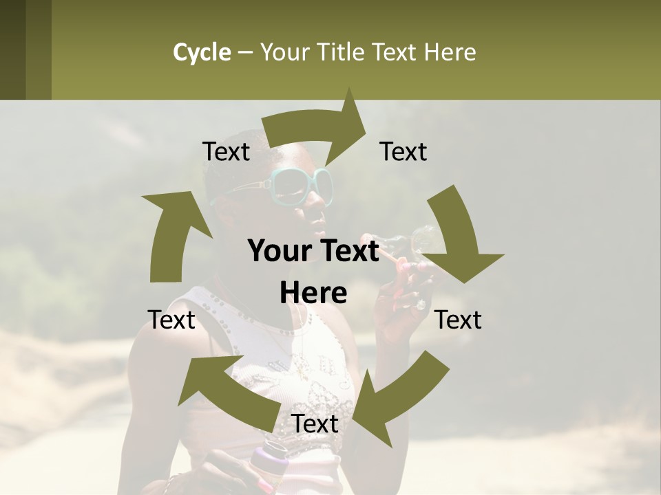 Girl Inflates Soap Bubbles PowerPoint Template