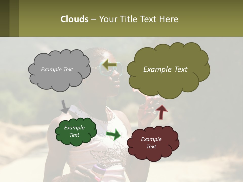 Girl Inflates Soap Bubbles PowerPoint Template