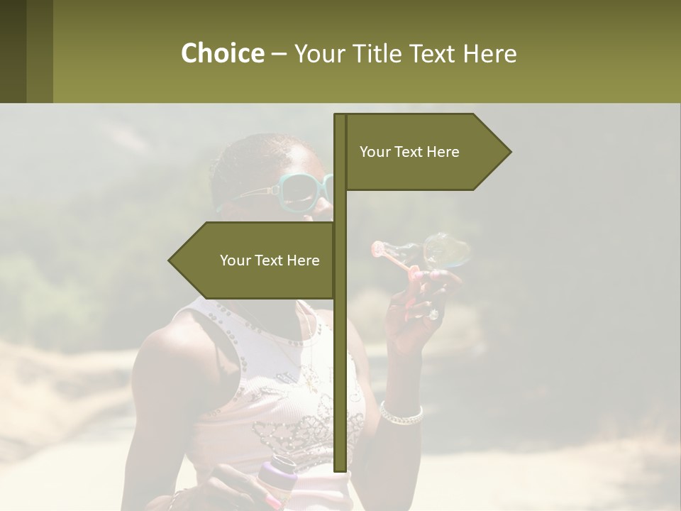 Girl Inflates Soap Bubbles PowerPoint Template