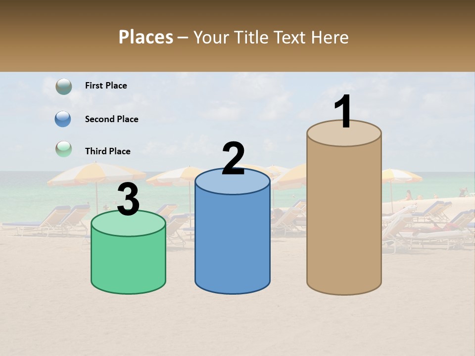 Beach, Sunbed With Umbrellas PowerPoint Template