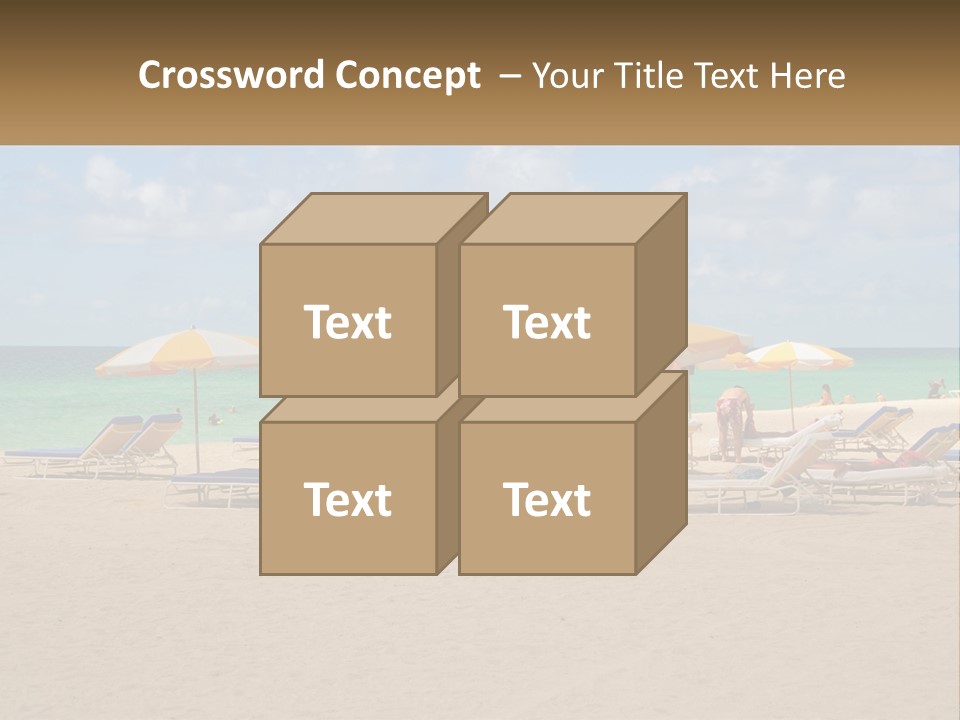 Beach, Sunbed With Umbrellas PowerPoint Template