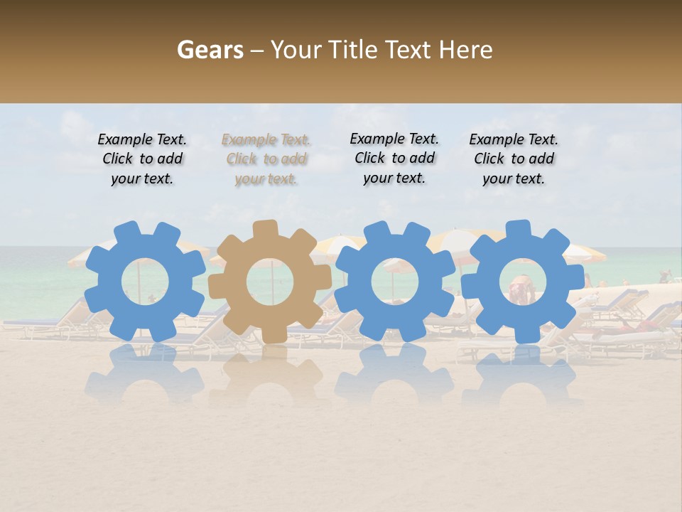 Beach, Sunbed With Umbrellas PowerPoint Template