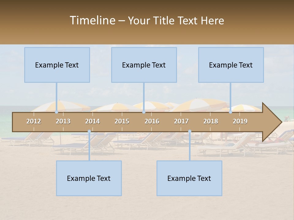 Beach, Sunbed With Umbrellas PowerPoint Template