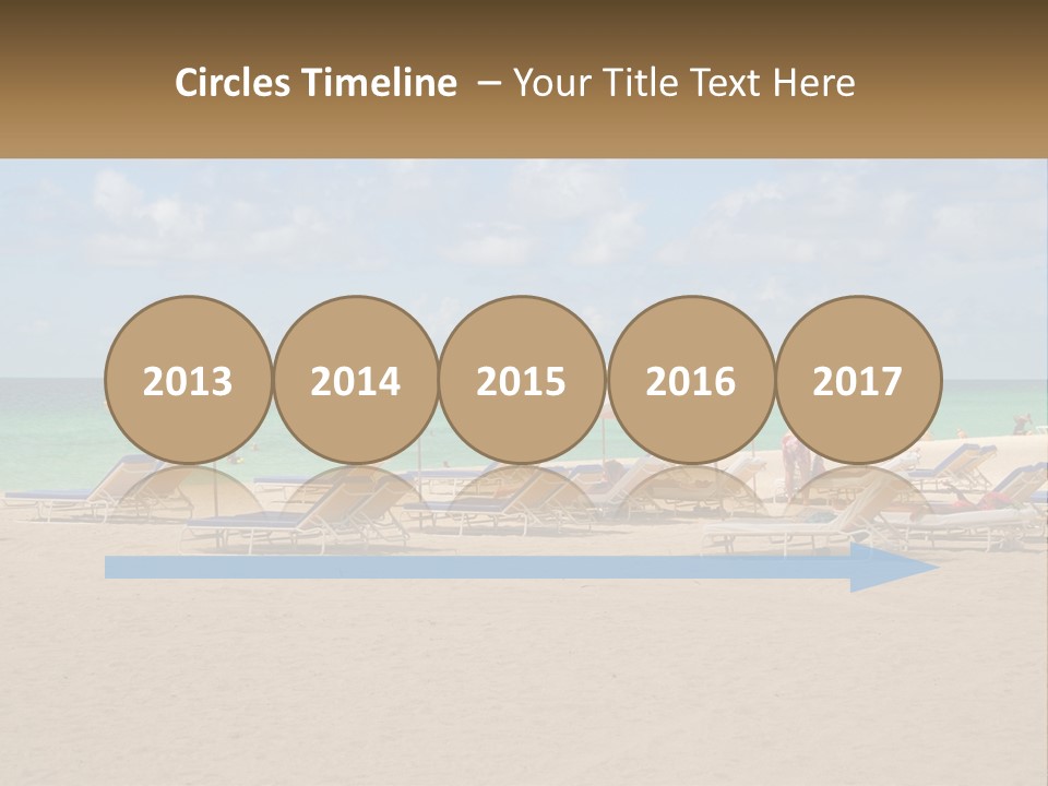 Beach, Sunbed With Umbrellas PowerPoint Template