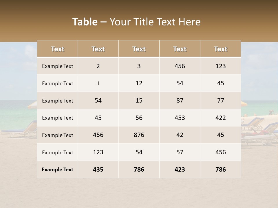 Beach, Sunbed With Umbrellas PowerPoint Template