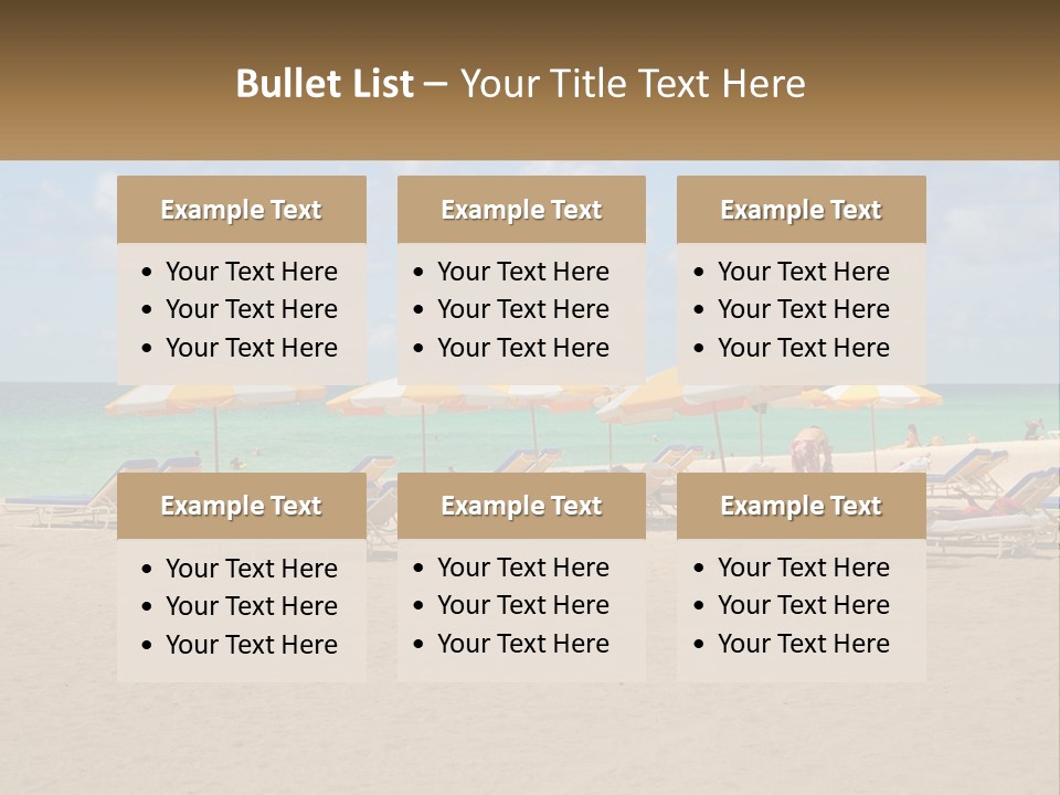 Beach, Sunbed With Umbrellas PowerPoint Template