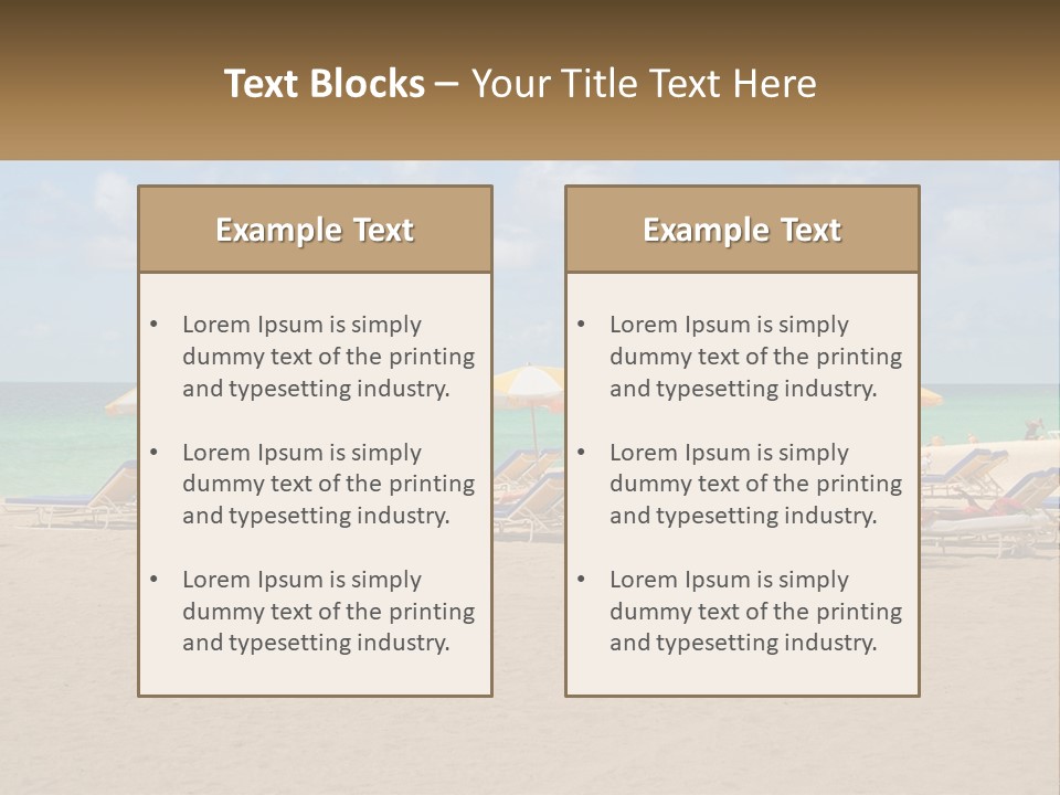 Beach, Sunbed With Umbrellas PowerPoint Template