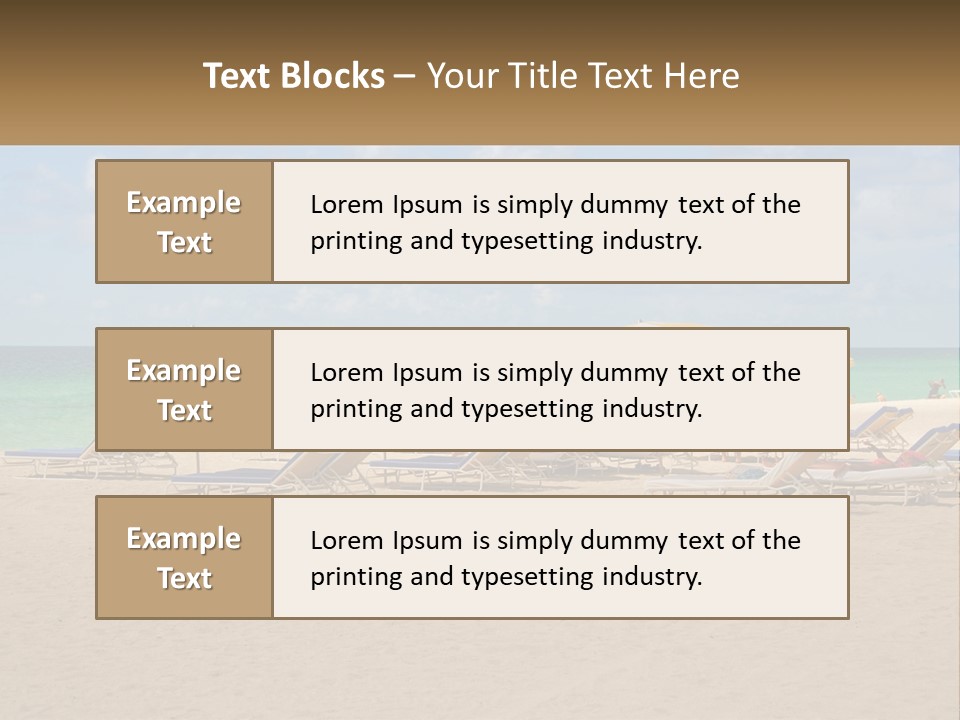 Beach, Sunbed With Umbrellas PowerPoint Template