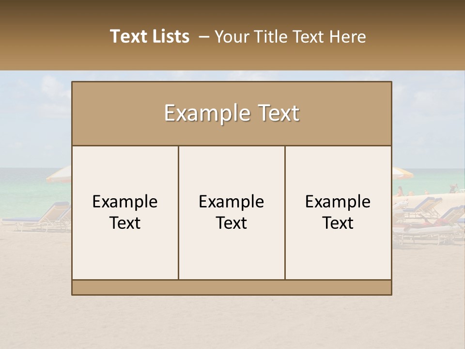Beach, Sunbed With Umbrellas PowerPoint Template