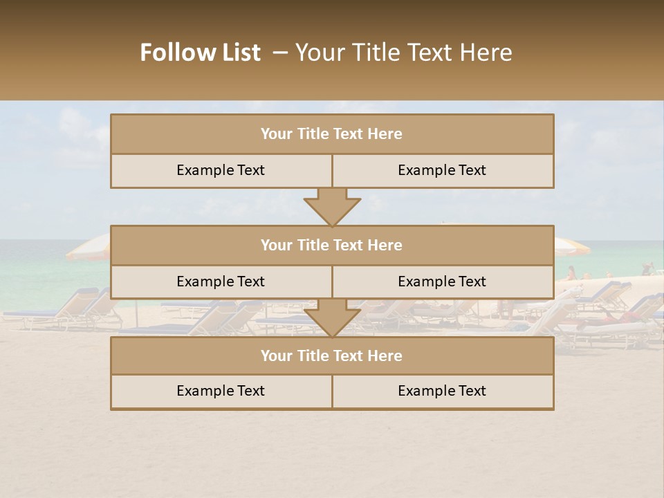 Beach, Sunbed With Umbrellas PowerPoint Template