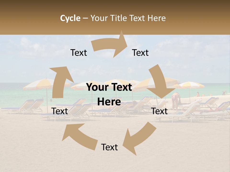 Beach, Sunbed With Umbrellas PowerPoint Template