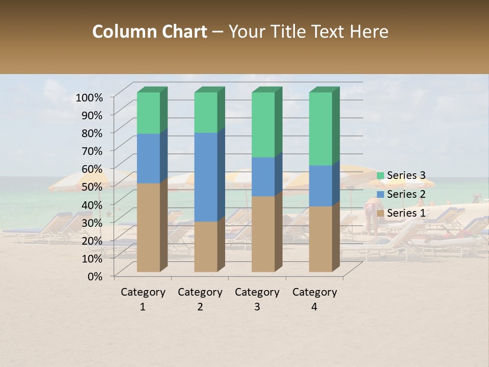 Beach, Sunbed With Umbrellas PowerPoint Template