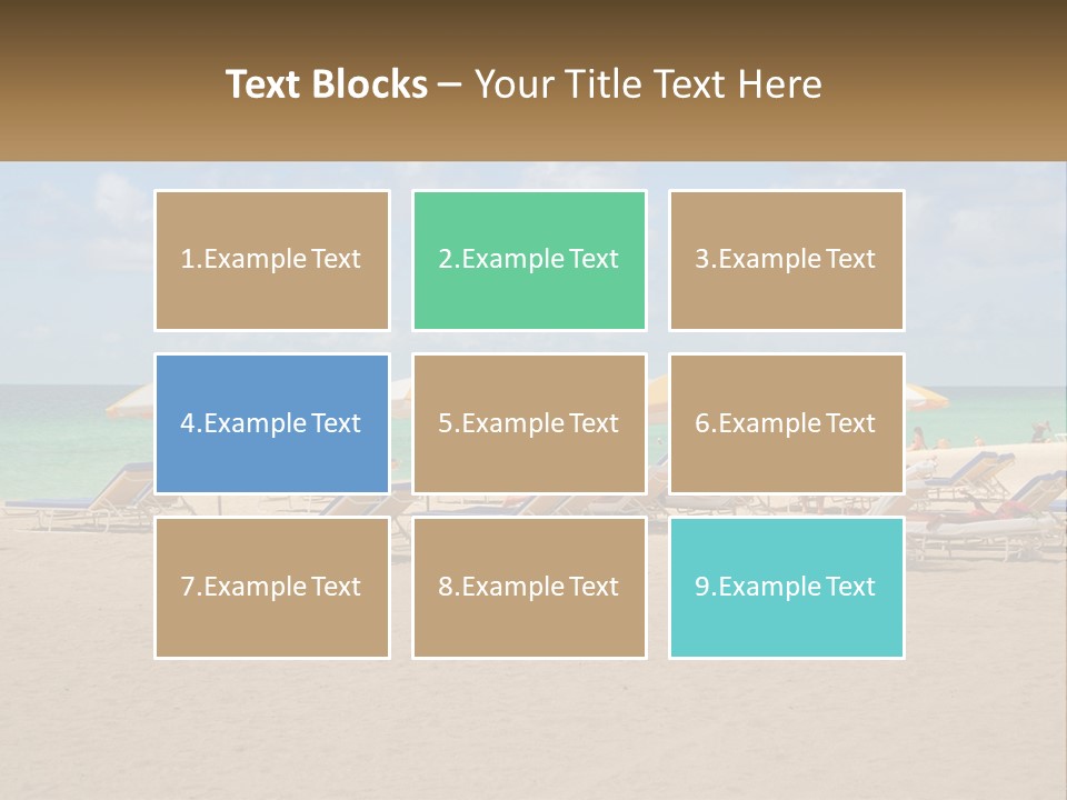 Beach, Sunbed With Umbrellas PowerPoint Template