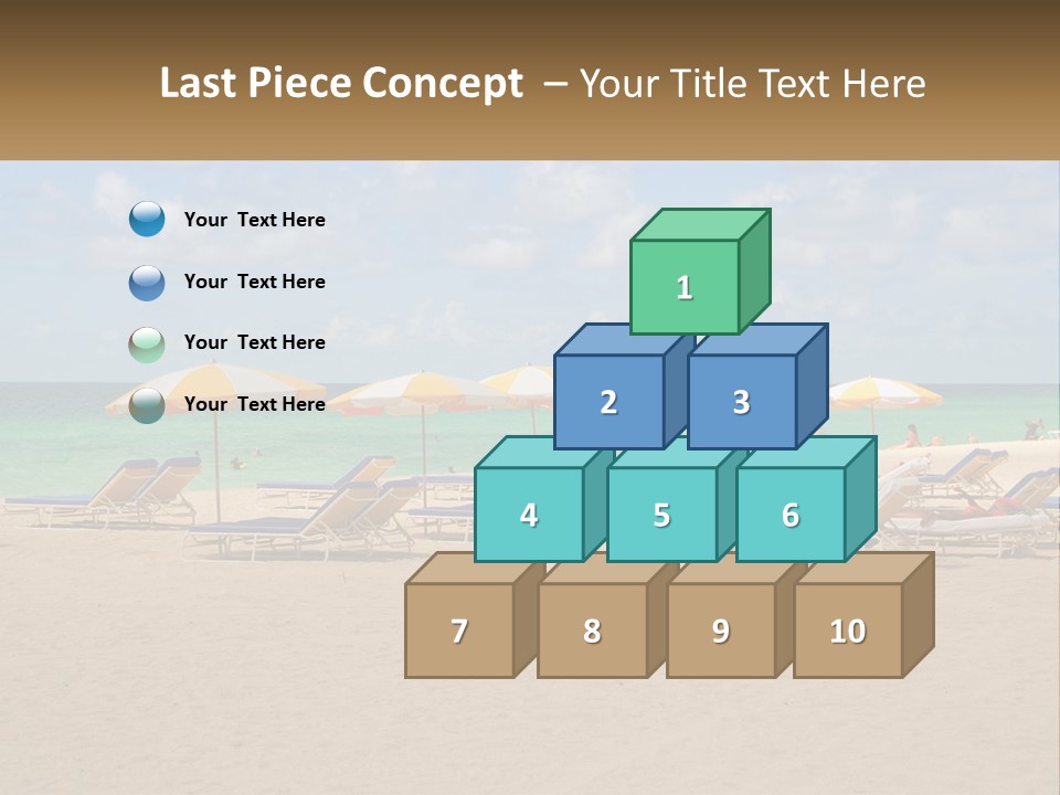 Beach, Sunbed With Umbrellas PowerPoint Template