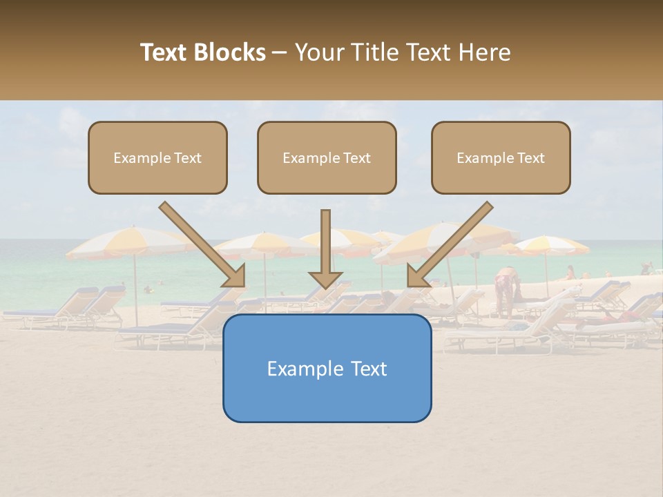 Beach, Sunbed With Umbrellas PowerPoint Template